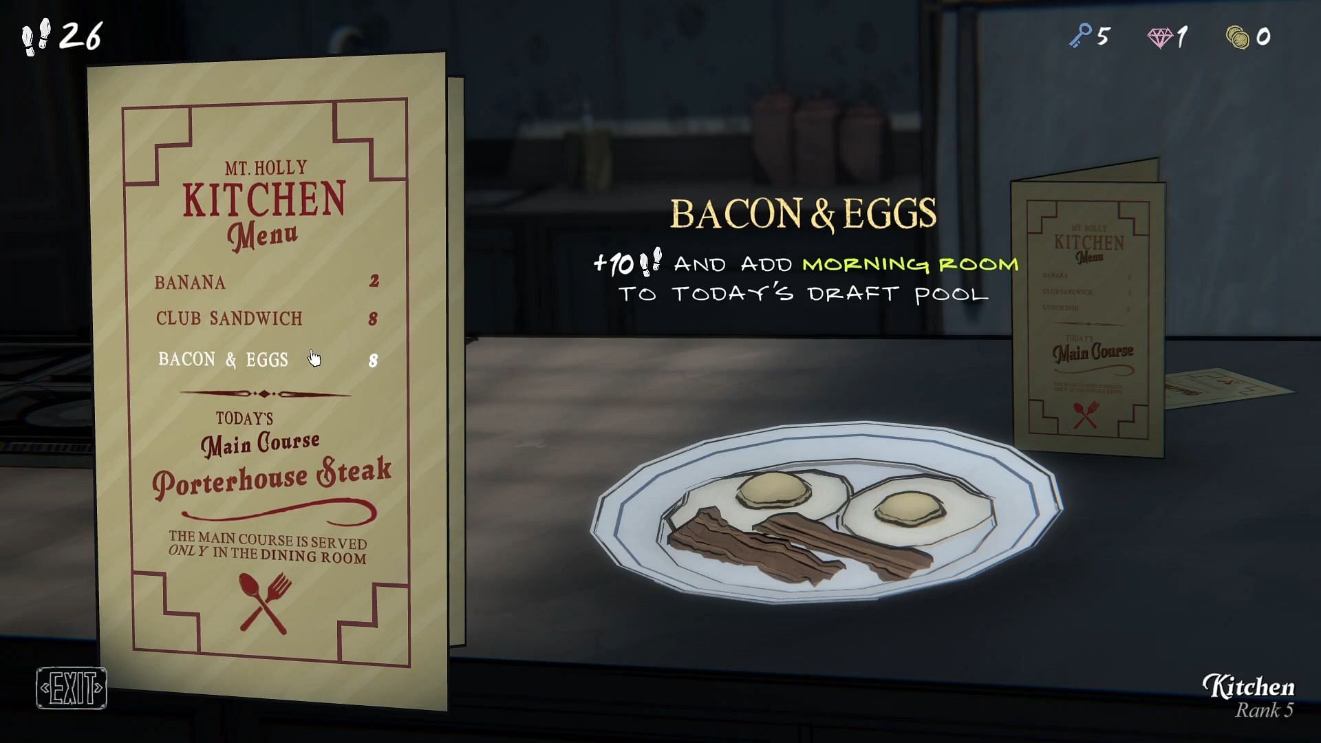 Bacon & Eggs in Blue Prince (Image via @kurnmogh on YouTube || Raw Fury)